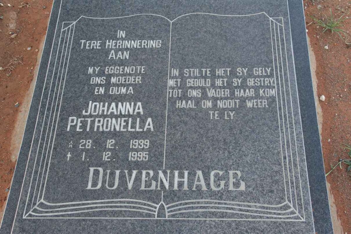 DUVENHAGE Johanna Petronella 1939-1995