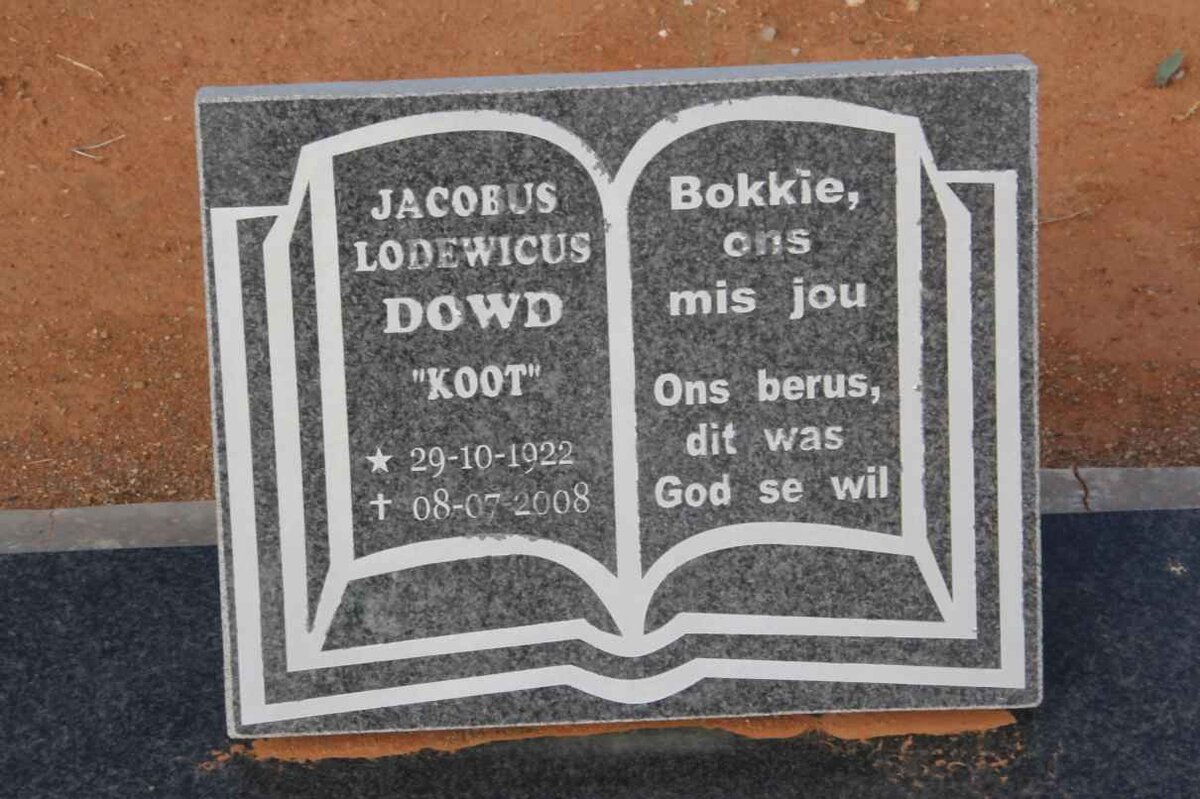 DOWD Jacobus Lodewicus 1922-2008