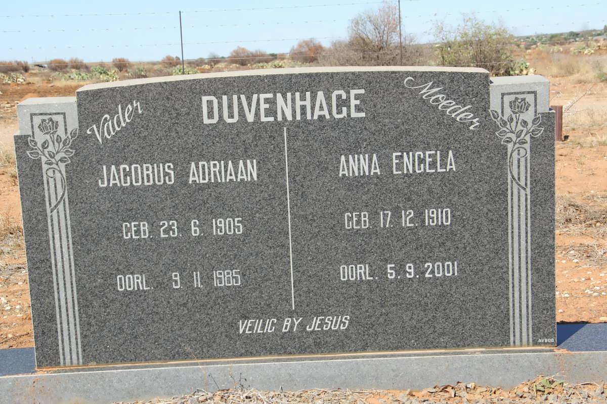 DUVENHAGE Jacobus Adriaan 1905-1985 &amp; Anna Engela 1910-2001
