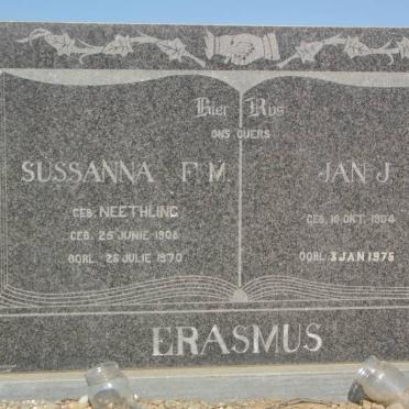 ERASMUS Jan J. 1904-1975 &amp; Sussanna F.M. NEETHLING 1908-1970