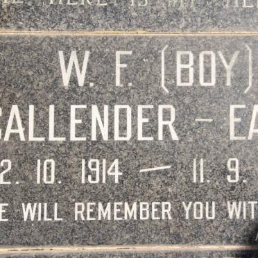 EASBY W.F., Callender 1914-1992