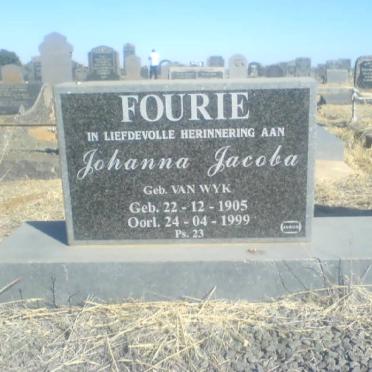 FOURIE Johanna Jacoba nee VAN WYK 1905-1999