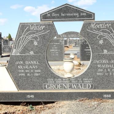 GROENEWALD Jan Daniël Nicolaas 1908-2007 &amp; Jacoba Johanna Magdalena 1913-1985