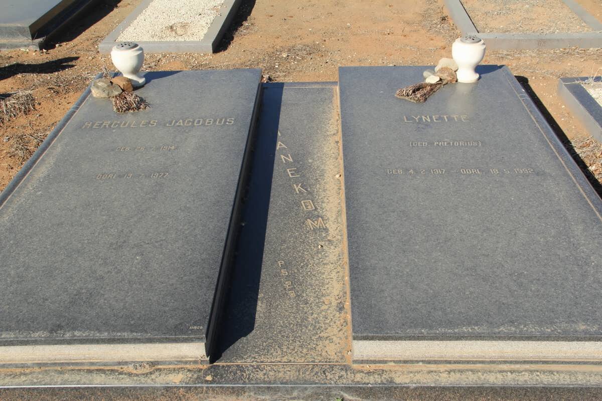 HANEKOM Hercules Jacobus 1914-1977 &amp; Lynette PRETORIUS 1917-1992