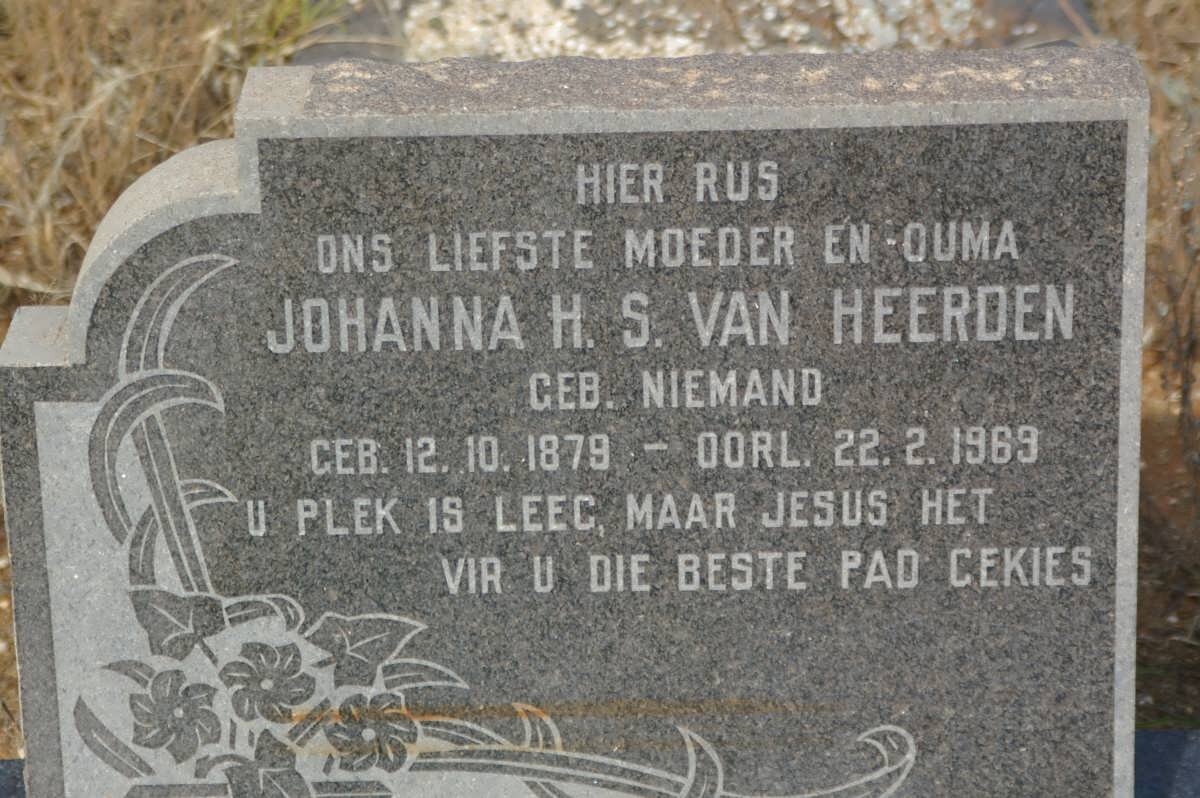 HEERDEN Johanna H.S., van nee NIEMAND 1879-1969