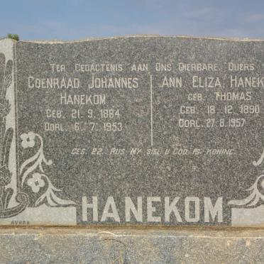 HANEKOM Coenraad Johannes 1884-1953 &amp; Ann Eliza THOMAS 1890-1957