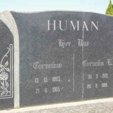 HUMAN Cornelius 1863-1965 &amp; Cornelia E. 1881-1966