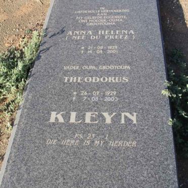KLEYN Theodorus 1929-2003 &amp; Anna Helena du PREEZ 1929-2001