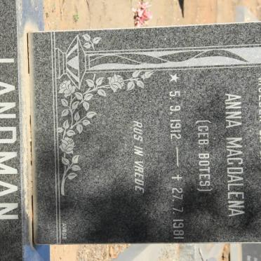 LANDMAN Anna Magdalena nee BOTES 1912-1981