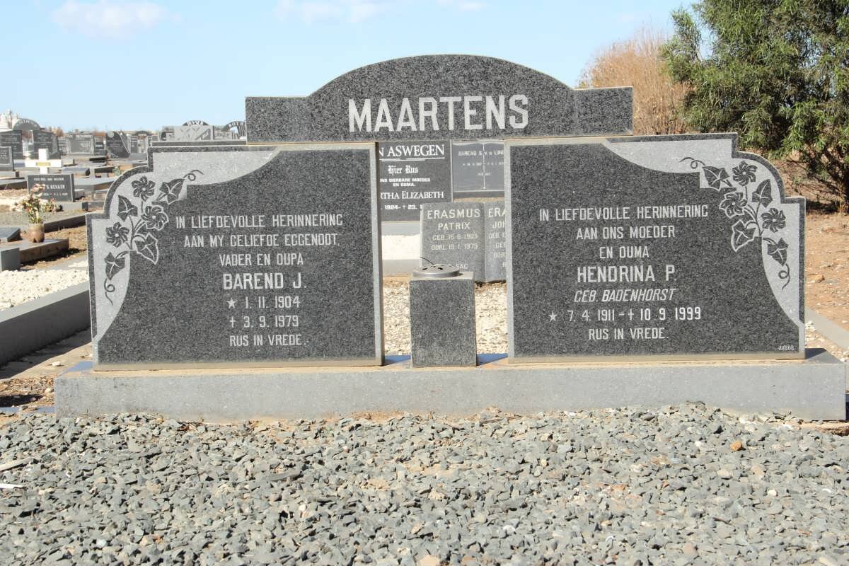 MAARTENS Barend J. 1904-1979 &amp; Hendrina P. BADENHORST 1911-1999