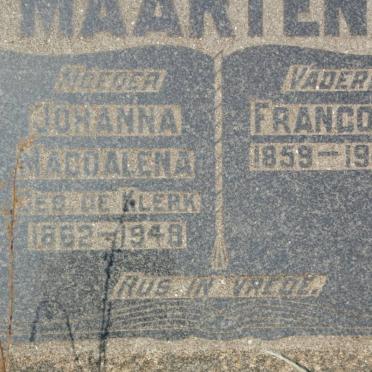 MAARTENS Francois 1859-1948 &amp; Johanna Magdalena de KLERK 1862-1948