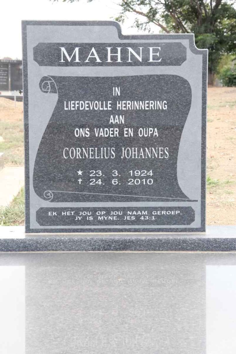 MAHNE Cornelius Johannes 1924-2010
