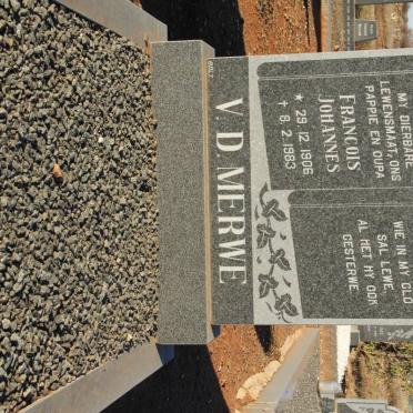 MERWE Francois Johannes, v.d. 1906-1983