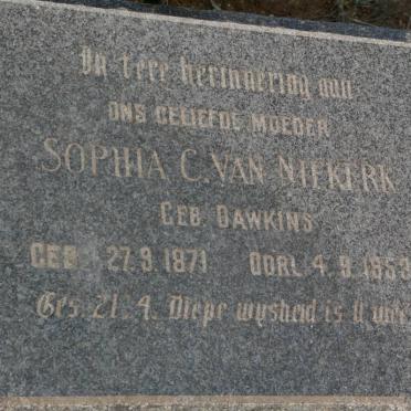 NIEKERK Sophia C., van nee DAWKINS 1871-1953