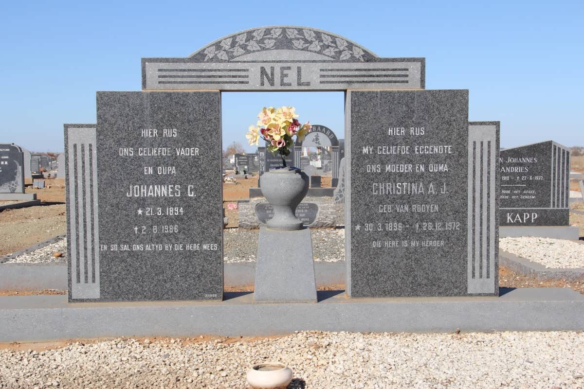 NEL Johannes C. 1894-1986 &amp; Christina A.J. van ROOYEN 1896-1972