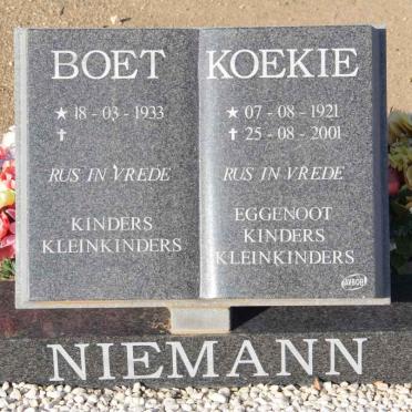 NIEMANN Boet 1933- &amp; Koekie 1921-2001