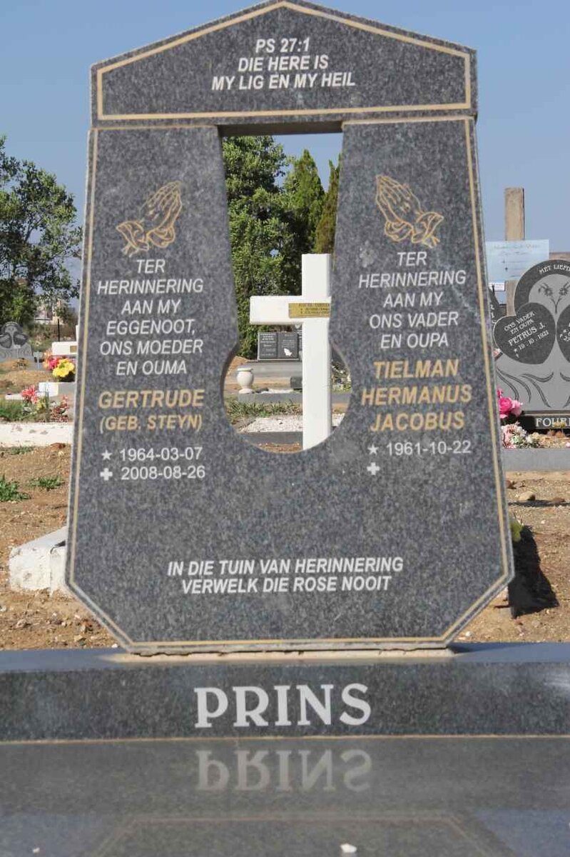 PRINS Tielman Hermanus Jacobus 1961- &amp; Gertude STEYN 1964-2008