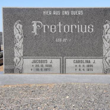 PRETORIUS Jacobus J. 1895-1977 &amp; Carolina J. 1895-1975