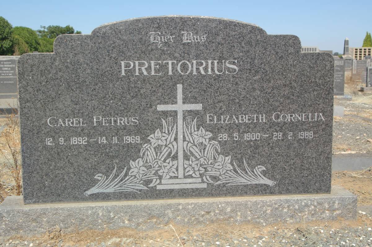 PRETORIUS Carel Petrus 1892-1969 &amp; Elizabeth Cornelia 1900-1989