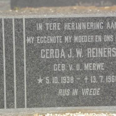 REINERS Gerda J.W. nee V.D. MERWE 1938-1968