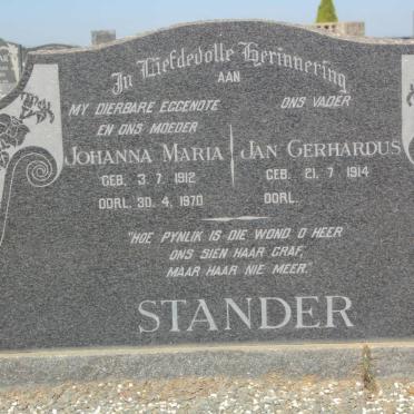 STANDER Jan Gerhardus 1914- &amp; Johanna Maria 1912-1970