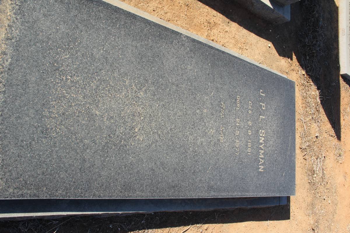 SNYMAN J.P.L. 1881-1977