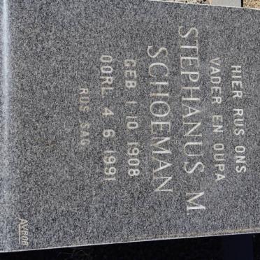 SCHOEMAN Stephanus M. 1908-1991 &amp; Hendrina M. 1912-1974