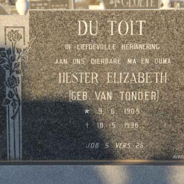 TOIT Hester Elizabeth, du nee VAN TONDER 1905-1996