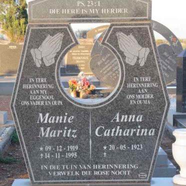 TONDER Manie Maritz, van 1919-1995 &amp; Anna Catharina 1923-