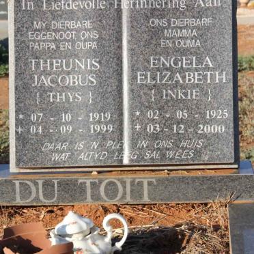 TOIT Theunis Jacobus, du 1919-1999 &amp; Engela Elizabeth 1925-2000