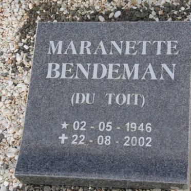 BENDEMAN Maranette nee du TOIT 1946-2002