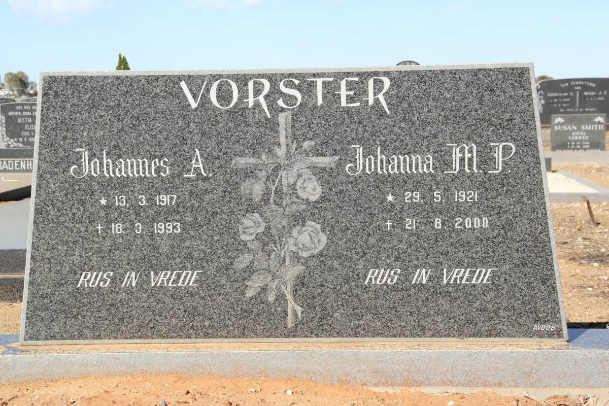 VORSTER Johannes A. 1917-1993 &amp; Johanna M.P. 1921-2000