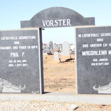 VORSTER Paul P. 1891-1957 &amp; Magdalena M. M. nee JONKER 1897-