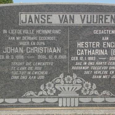 VUUREN Johan Christiaan, Janse van 1888-1968 &amp; Hester Engelana Catharina BOTES 1889-1978