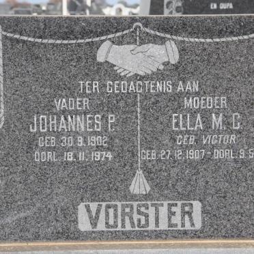 VORSTER Johannes P. 1902-1974 &amp; Ella M. C. nee VICTOR 1907-1972