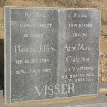 VISSER Thomas Jeffries 1898-1967 &amp; Anna Maria Catharina v.d. MERWE 1904-1977