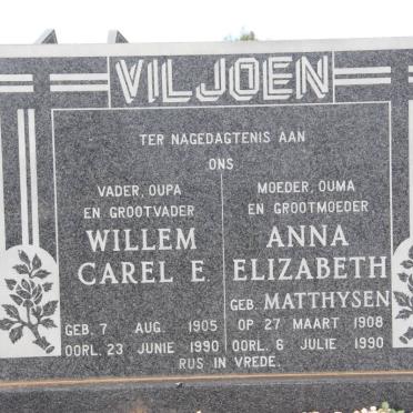 VILJOEN Willem Carel E. 1905-1990 &amp; Anna Elizabeth MATTHYSEN 1908-1990