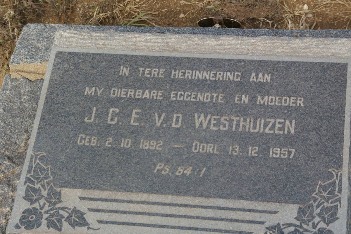 WESTHUIZEN J.C.E., v.d. 1892-1957