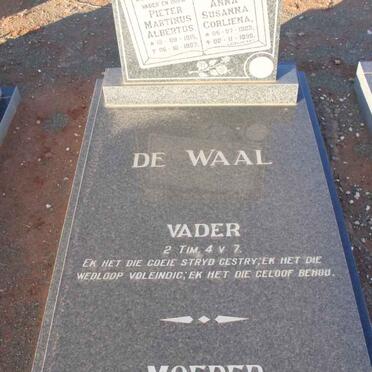 WAAL Pieter Martinus Albertus, de 1915-1997 &amp; Anna Susanna Corliena 1923-1998