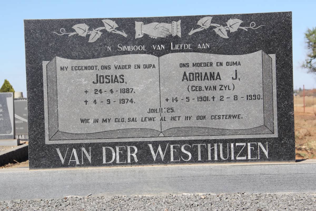 WESTHUIZEN Josias, van der 1887-1974 &amp; Adriana J. van ZYL 1901-1990
