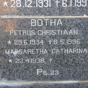 BOTHA Petrus Christiaan 1934-1996 &amp; Margaretha Catharina 1938-