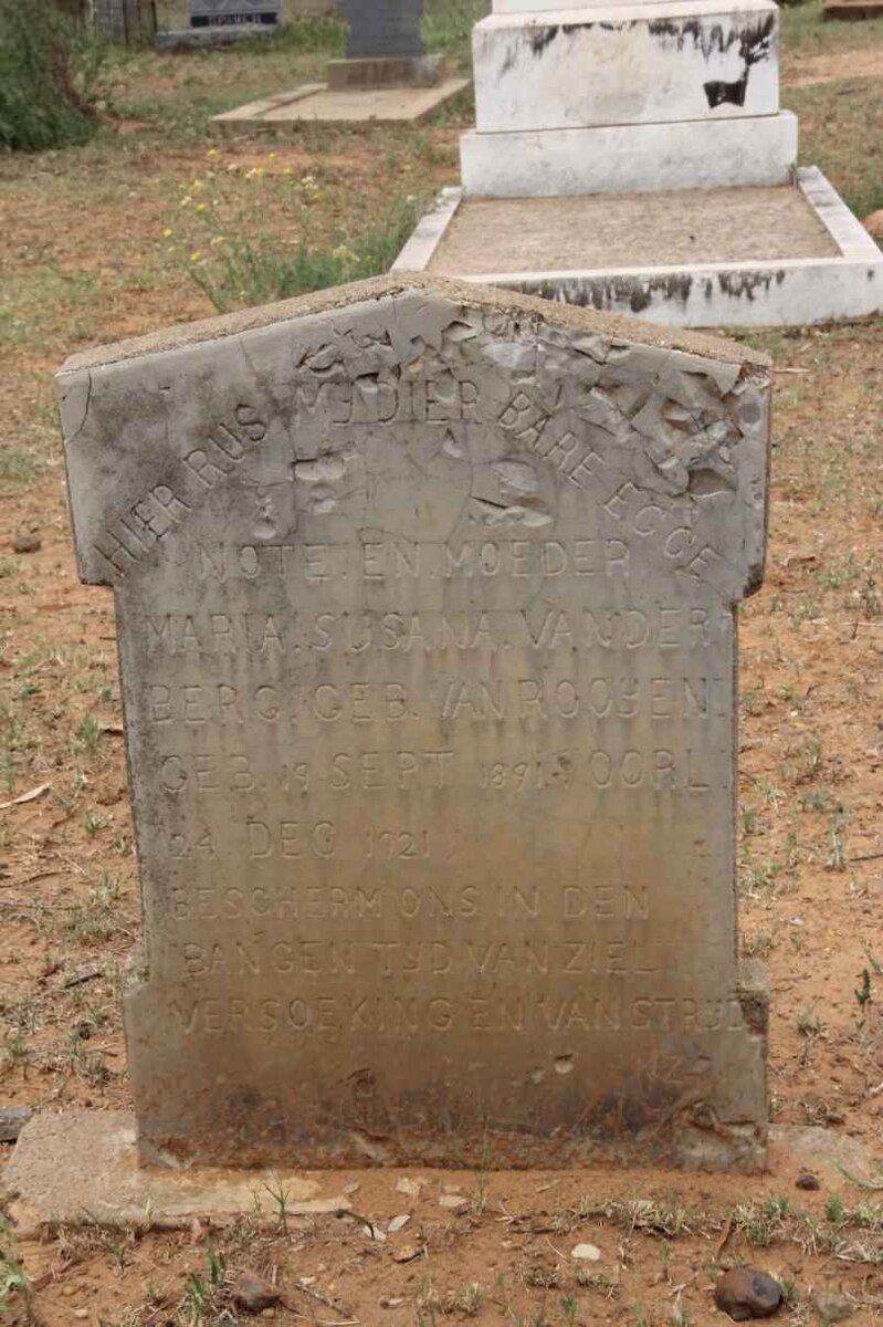 BERG Maria Susana, van der nee VAN ROOYEN 1891-1921