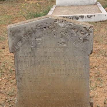 BERG Maria Susana, van der nee VAN ROOYEN 1891-1921