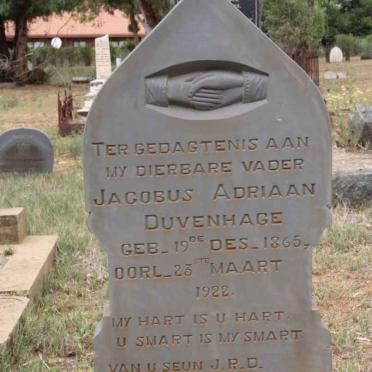 DUVENHAGE Jacobus Adriaan 1865-1922