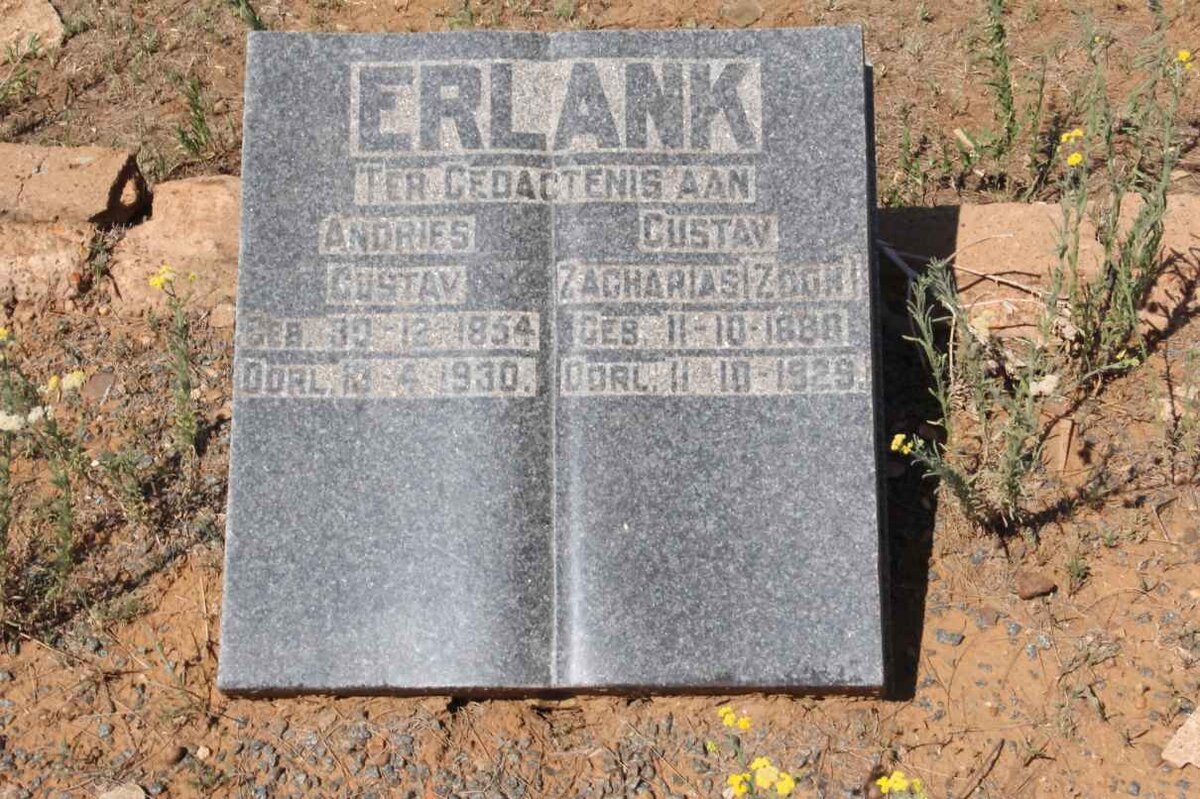ERLANK Andries Gustav 1854-1930 :: ERLANK Gustav Zacharias 1888-1929