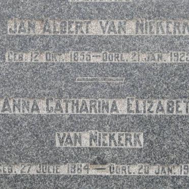 NIEKERK Jan Albert, van 1855-1925 &amp; Anna Catharina Elizabeth 1864-1944