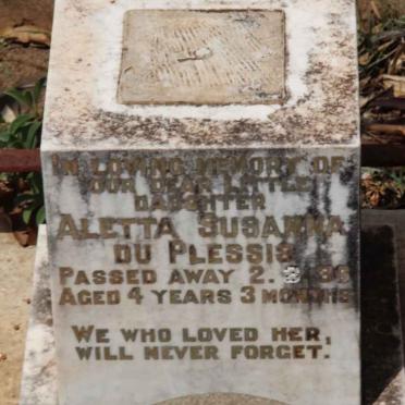 PLESSIS Aletta Susanna, du -1936