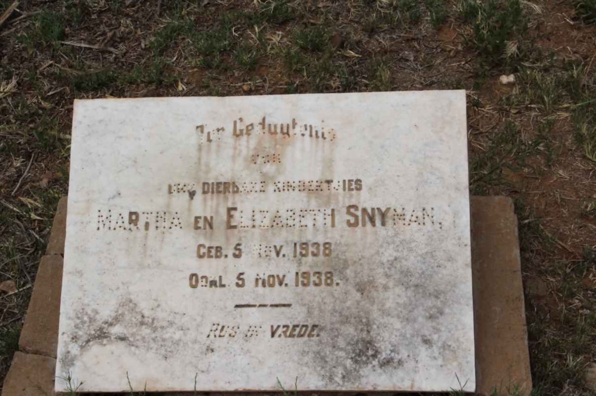 SNYMAN Martha 1938-1938 :: SNYMAN Elizabeth 1938-1938