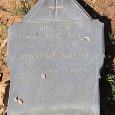 TOIT Albertus H.A., du 1907-1914