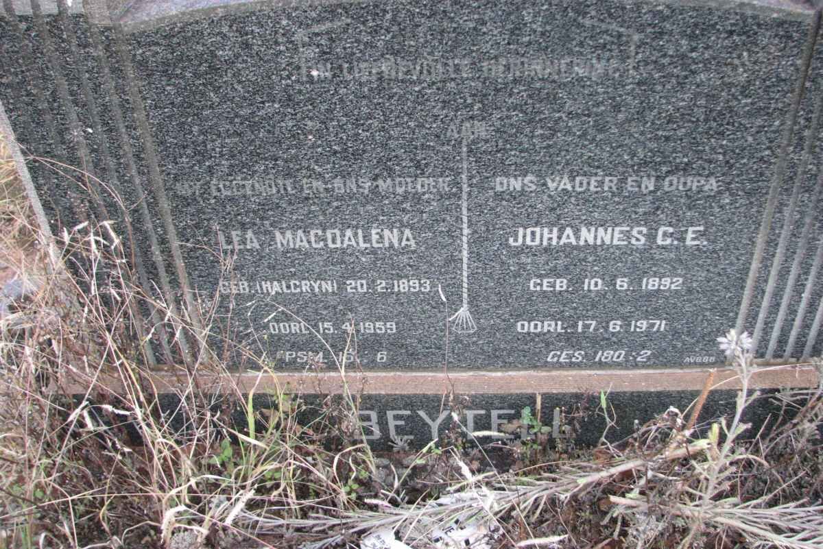 BEYTELL Johannes C.E. 1892-1971 &amp; Lea Magdalena HALGRYN 1893-1959